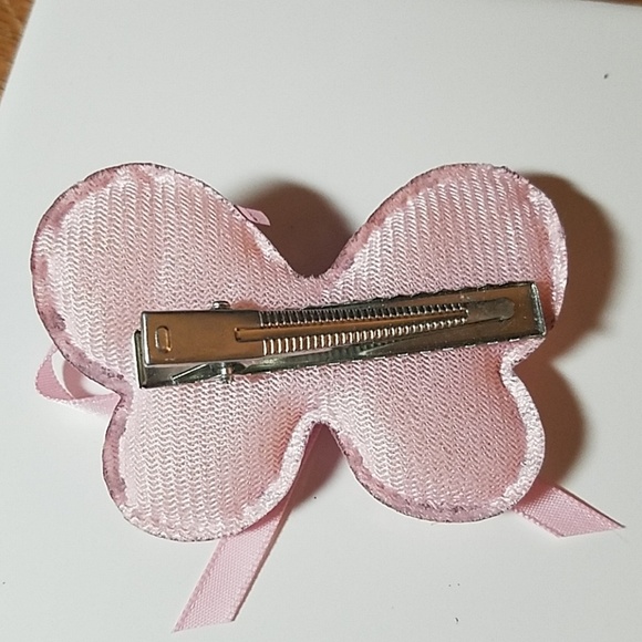 Pink Sequin Ribbon Rhinestone Hair Keeper 3" Wide - Picture 2 of 2